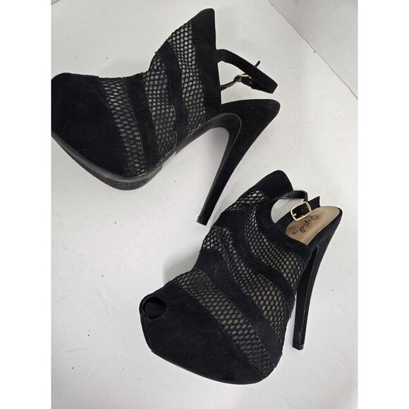 Black Strappy Super High Sexy Stiletto Heels - Picture 3 of 10